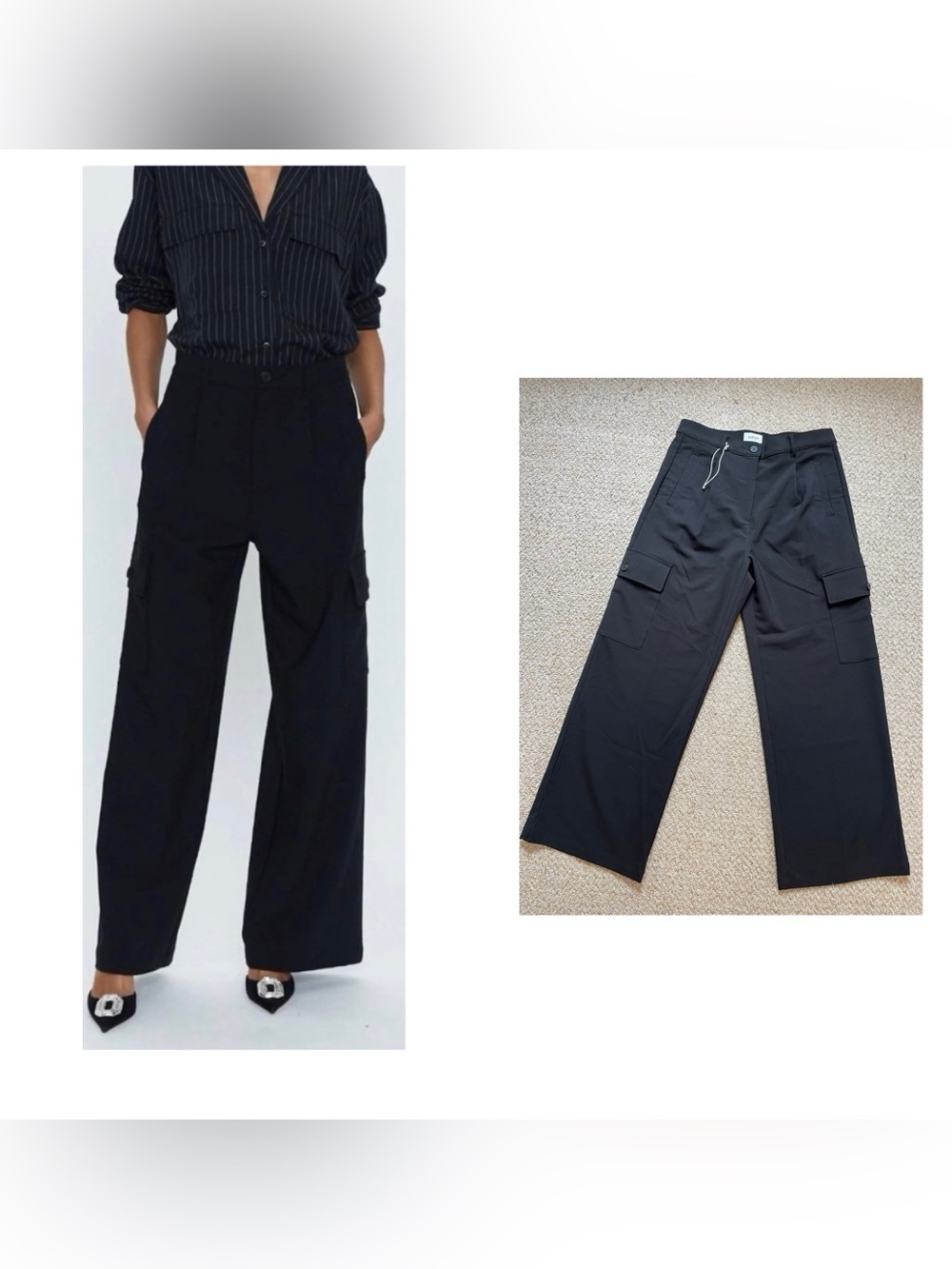 New PISTOLA Brynn High Rise Relaxed wide leg Cargo pants in black size 30
